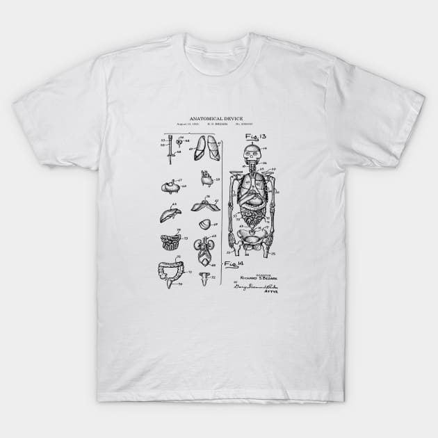 Human Skeleton Patent Blueprint Illustration T-Shirt by MadebyDesign